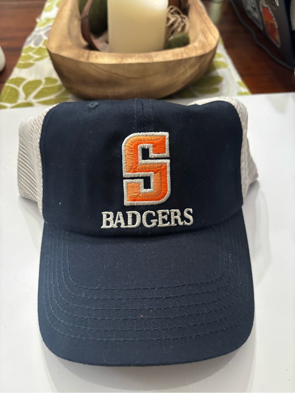 Badgers Navy and Orange Embroidered Trucker Cap
